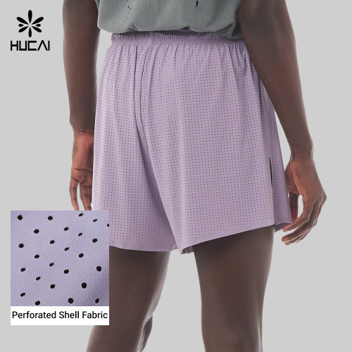 Custom Men's Perforated Lined Running Shorts with Waistband Pocket