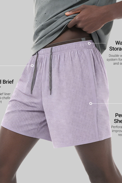 Custom Men's Perforated Lined Running Shorts with Waistband Pocket