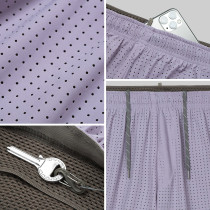 Custom Men's Perforated Lined Running Shorts with Waistband Pocket