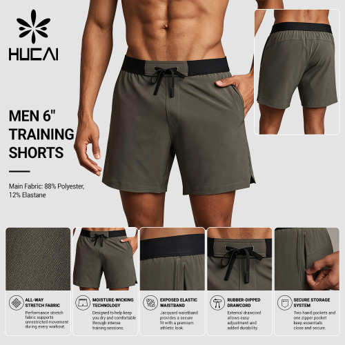 Custom Men's 6 Inch Unlined Training Shorts with Zip Pocket for Activewear Brands