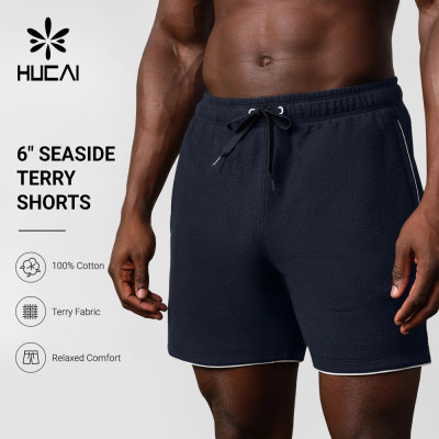 Custom Men's 6 Inch Cotton Terry Shorts with Drawcord for Activewear Brands