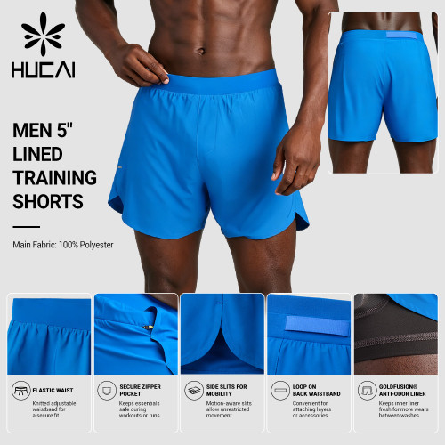 Custom Men's 5 Inch Lined Performance Shorts with Side Slits for Activewear Brands
