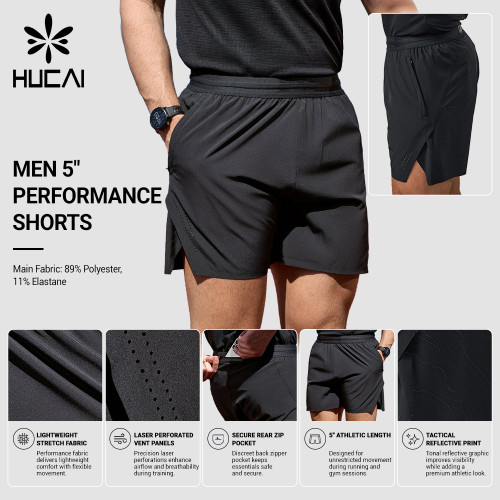 Custom Men's 5 Inch Performance Shorts with Rear Zip Pocket for Activewear Brands