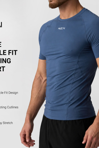 Custom Men's Muscle Fit Performance Tee with Recycled Polyamide Fabric for Activewear Brands