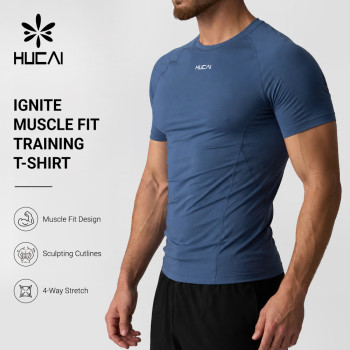 Custom Men's Muscle Fit Performance Tee with Recycled Polyamide Fabric for Activewear Brands