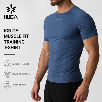 Custom Men's Muscle Fit Performance Tee with Recycled Polyamide Fabric for Activewear Brands