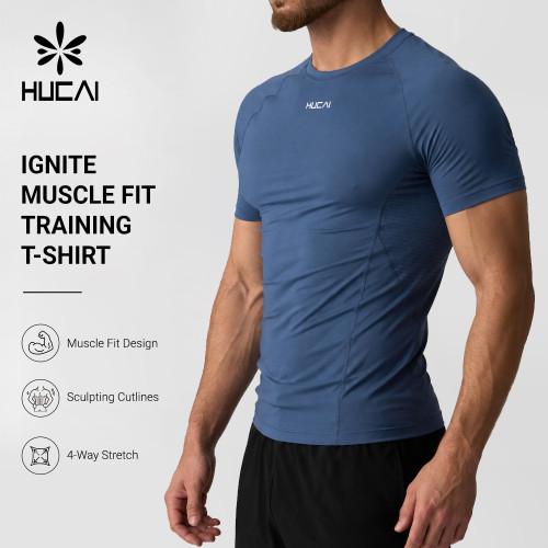 Custom Men's Muscle Fit Performance Tee with Recycled Polyamide Fabric for Activewear Brands