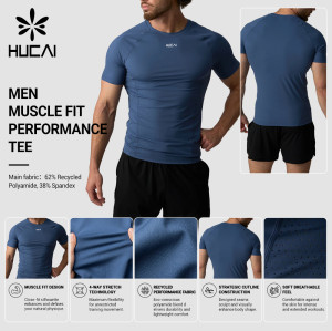 Custom Men's Muscle Fit Performance Tee with Recycled Polyamide Fabric for Activewear Brands