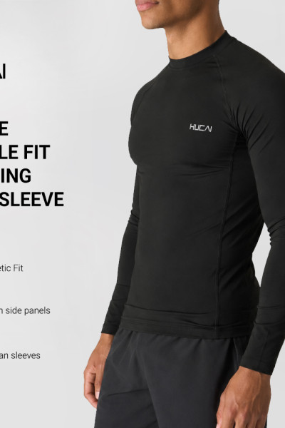 Custom Men's Stride Performance Long Sleeve with Recycled Nylon for Activewear Brands