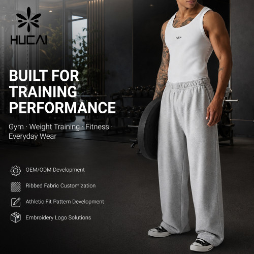 Custom Men's Ribbed Athletic Training Tank with Embroidered Logo for Activewear Brands