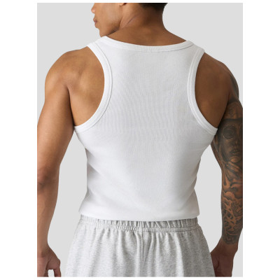 Custom Men's Ribbed Athletic Training Tank with Embroidered Logo for Activewear Brands