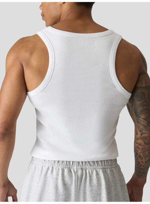 Custom Men's Ribbed Athletic Training Tank with Embroidered Logo for Activewear Brands