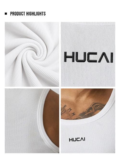 Custom Men's Ribbed Athletic Training Tank with Embroidered Logo for Activewear Brands