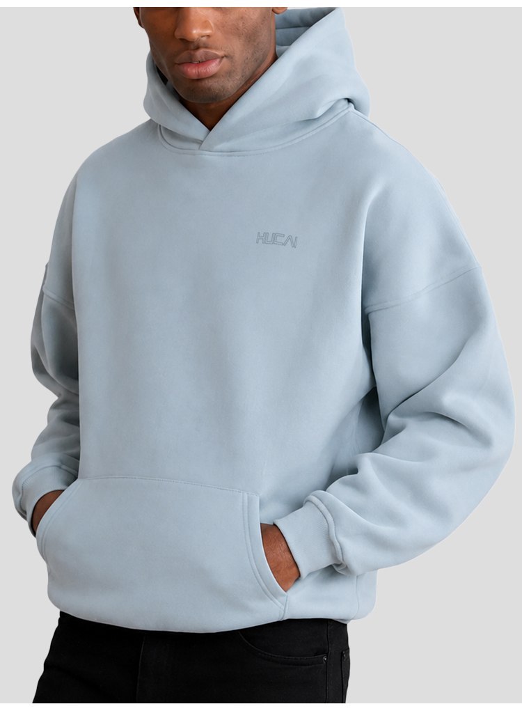 Men's relaxed gym hoodie sample development detail