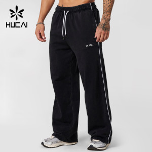 Custom Men's Wide-Leg Sweatpants with Contrast Piping for Activewear Brands