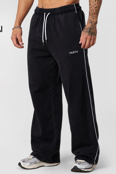 Custom Men's Wide-Leg Sweatpants with Contrast Piping for Activewear Brands