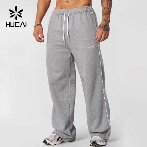 Custom Men's Wide-Leg Sweatpants with Contrast Piping for Activewear Brands