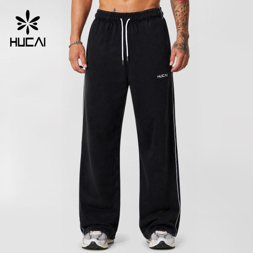 Custom Men's Wide-Leg Sweatpants with Contrast Piping for Activewear Brands