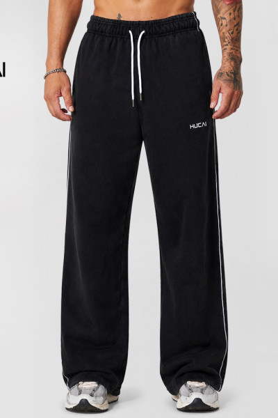 Custom Men's Wide-Leg Sweatpants with Contrast Piping for Activewear Brands
