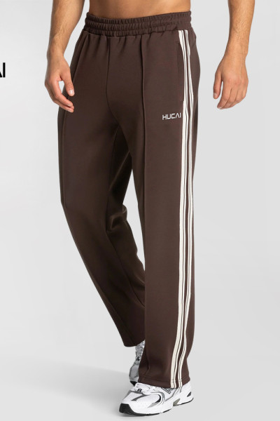 Custom Men's Straight-Leg Joggers with Contrast Side Stripes and Zip Pockets
