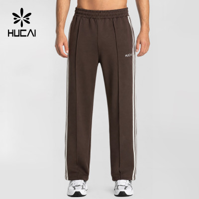 Custom Men's Straight-Leg Joggers with Contrast Side Stripes and Zip Pockets