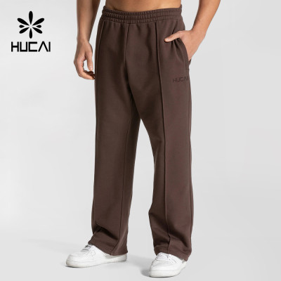 Custom Men's Heavyweight Cotton Straight Leg Joggers with Zipped Pockets