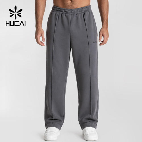 Custom Men's Heavyweight Cotton Straight Leg Joggers with Zipped Pockets