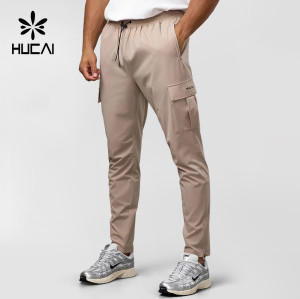 Custom Men's Tapered Woven Cargo Trousers with Zip Cuffs and Bungee Waist