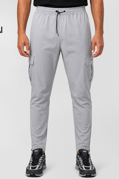 Custom Men's Tapered Woven Cargo Trousers with Zip Cuffs and Bungee Waist