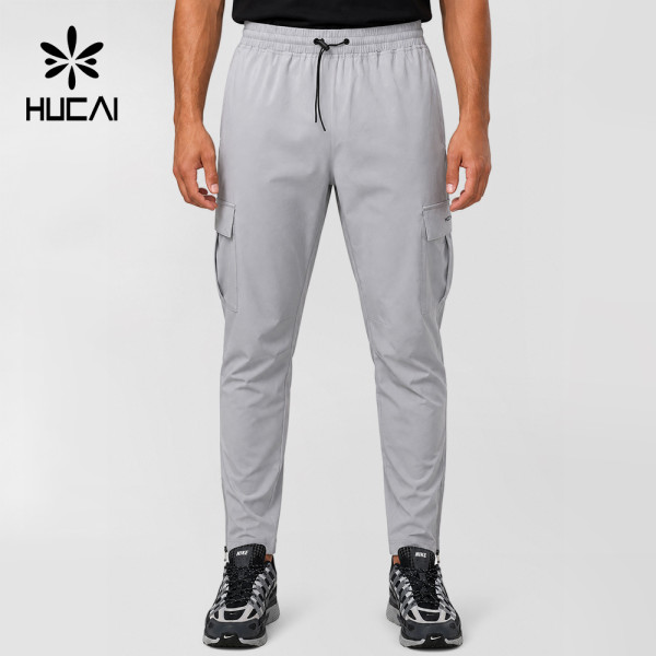 Custom Men's Tapered Woven Cargo Trousers with Zip Cuffs and Bungee Waist
