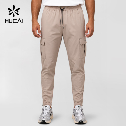 Custom Men's Tapered Woven Cargo Trousers with Zip Cuffs and Bungee Waist