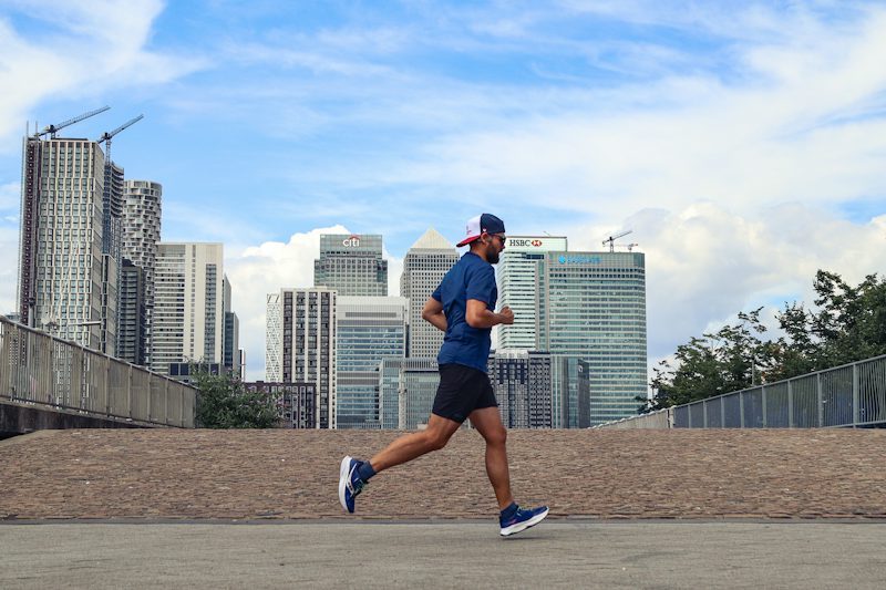 man running in the city