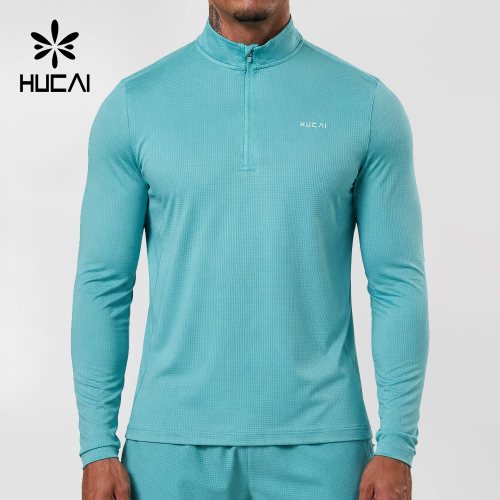 Custom Men's 300 GSM Ribbed Grid Quarter-Zip Training Top with Mesh Panelling