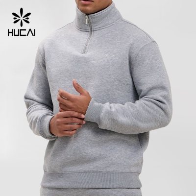 Custom Mens Cotton-Rich 1/4 Zip Funnel Neck Sweatshirt with Ribbed Trims