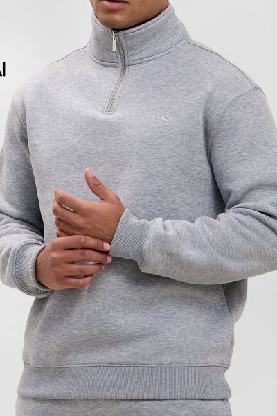 Custom Mens Cotton-Rich 1/4 Zip Funnel Neck Sweatshirt with Ribbed Trims