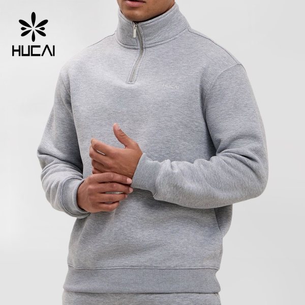 Custom Mens Cotton-Rich 1/4 Zip Funnel Neck Sweatshirt with Ribbed Trims