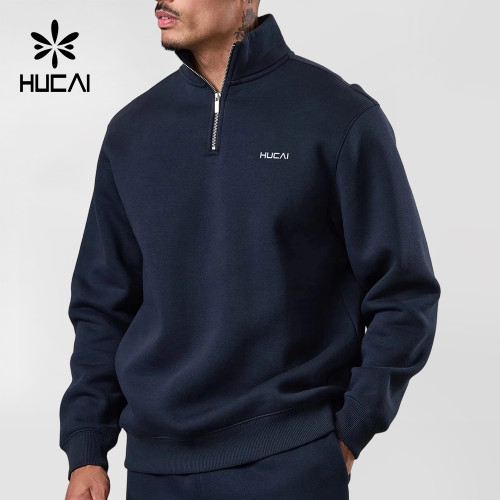 Custom Mens Cotton-Rich 1/4 Zip Funnel Neck Sweatshirt with Ribbed Trims