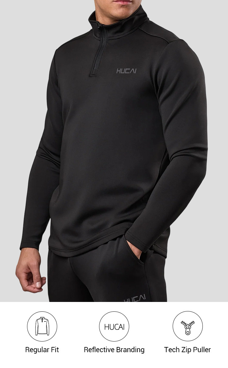 men's quarter zip funnel top regular fit side view
