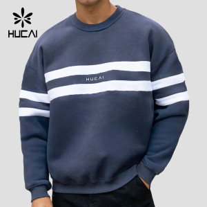 Custom Men's Relaxed Stripe Panel Crew Neck Sweatshirt for Activewear Brands
