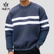 Custom Men's Relaxed Stripe Panel Crew Neck Sweatshirt for Activewear Brands