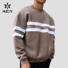 Custom Men's Relaxed Stripe Panel Crew Neck Sweatshirt for Activewear Brands