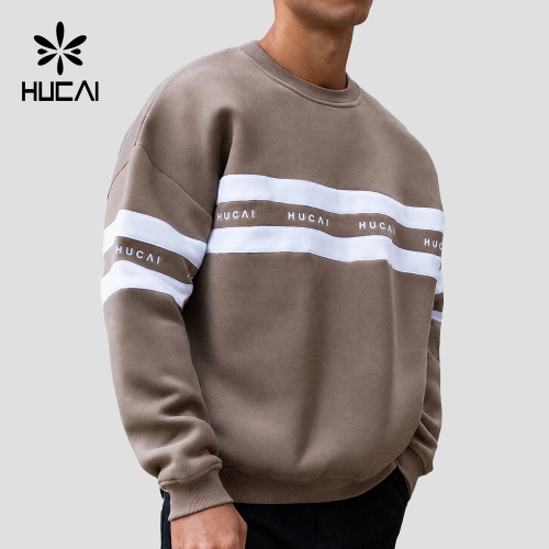 Custom Men's Relaxed Stripe Panel Crew Neck Sweatshirt for Activewear Brands