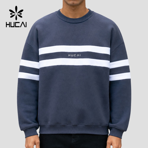Custom Men's Relaxed Stripe Panel Crew Neck Sweatshirt for Activewear Brands