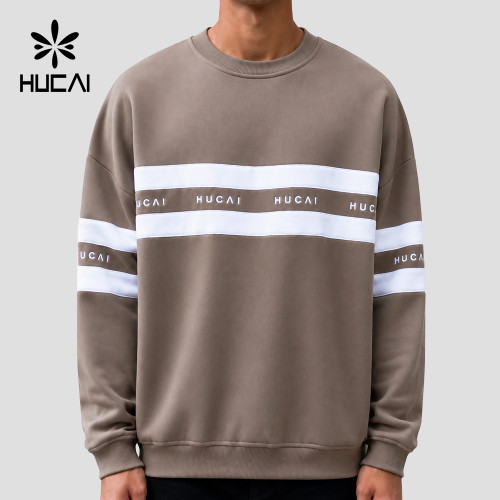 Custom Men's Relaxed Stripe Panel Crew Neck Sweatshirt for Activewear Brands