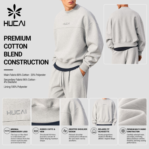 Custom Men's Relaxed Crew Neck Sweatshirt with Chest Seam for Activewear Brands