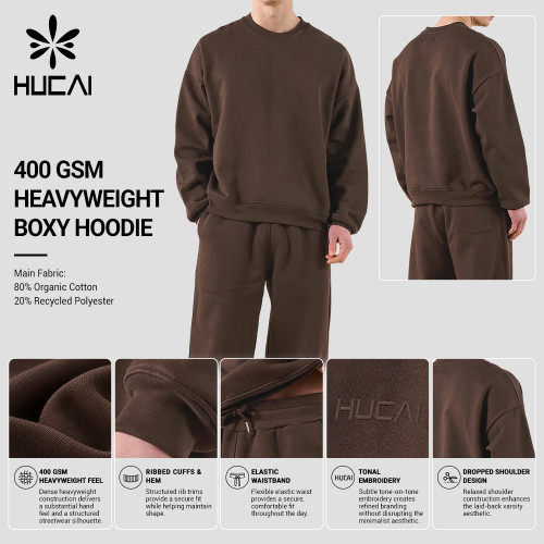Custom Men's 400 GSM Heavyweight Boxy Crew Neck Sweatshirt for Activewear Brands