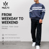 Custom Men's Relaxed Stripe Panel Crew Neck Sweatshirt for Activewear Brands