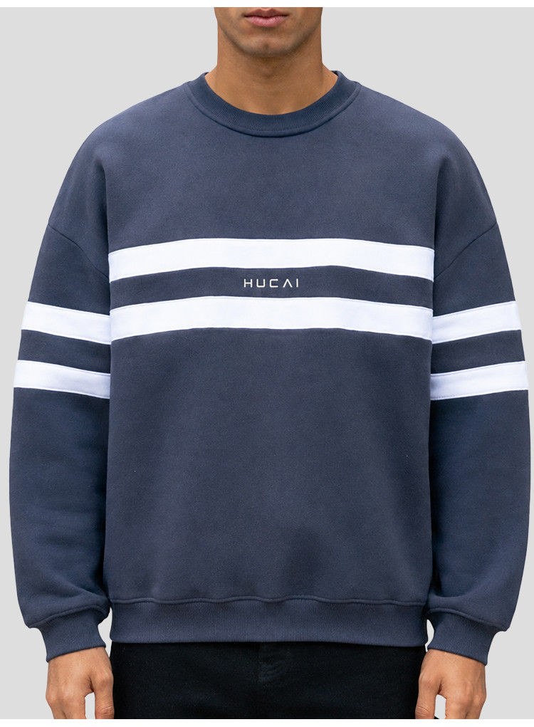 men's striped crew neck sweatshirt