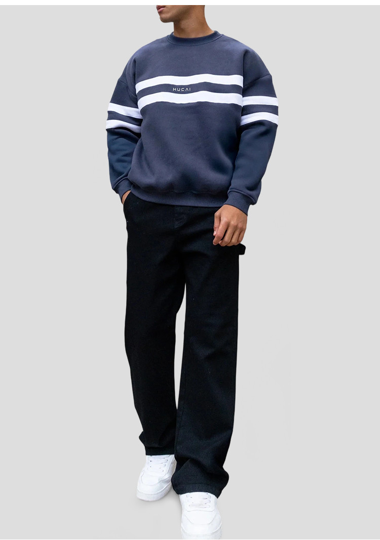 men's striped crew neck sweatshirt