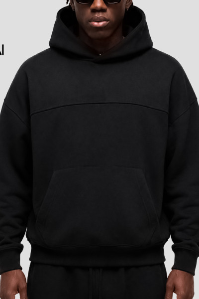 Custom Men's Oversized Boxy Hoodie with Structured Hood for Activewear Brands